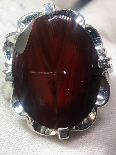 خاتم فضه بحجر العقيق اليماني صياغه بحرينيه (حماده...