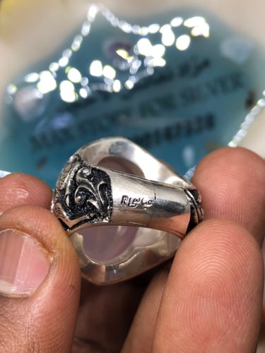 خاتم الفضة بحجر عقيق خرساني لون جميل بصياغة عباسي...