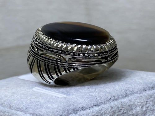 خاتم فضه بحجر العقيق اليماني صياغة ايرانية