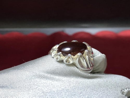 خاتم فضه بحجر العقيق اليماني الكرزي صياغة حماده VI...