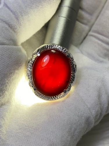 خاتم فضه بحجر العقيق اليماني الطبيعي صياغه بحرينيه...