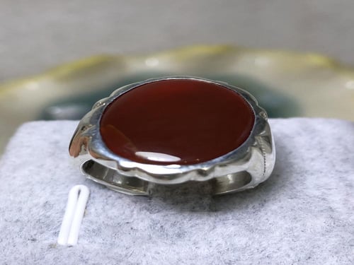 خاتم فضه بحجر العقيق اليماني الاحمر الرماني صياغة...