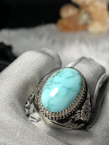 خاتم فضه بحجر الفيروز النيشابوري صياغه رفيعي