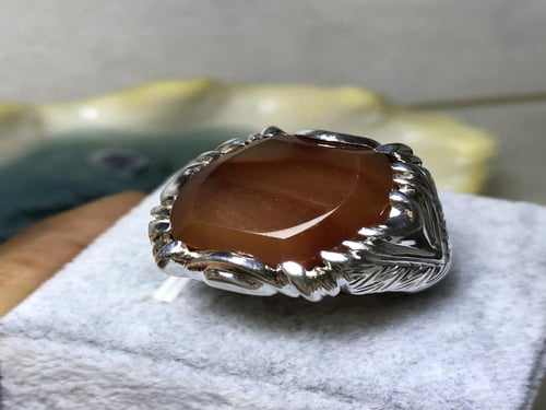 خاتم فضه بحجر العقيق اليماني صياغة حمادة vip