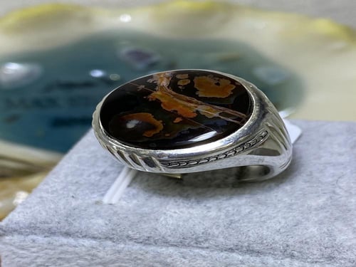 خاتم فضه بحجر العقيق اليماني الكرزي الزعفراني مودي...