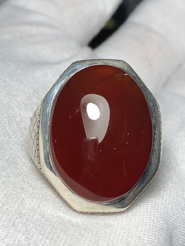 خاتم فضه بحجر العقيق اليماني صياغه احمد الدمام