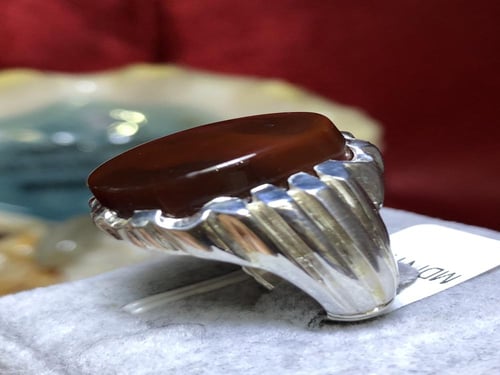 خاتم فضه بحجر العقيق اليماني الكرزي