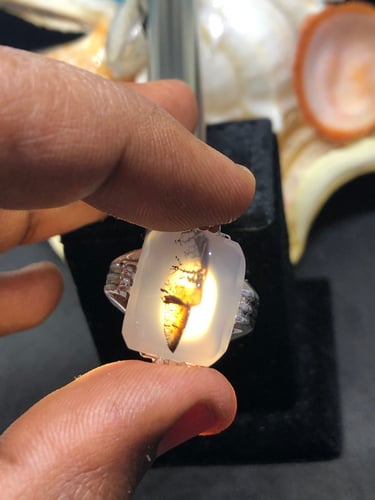 خاتم الفضة بحجر عقيق يماني مصور بصياغة حمادة المقا...