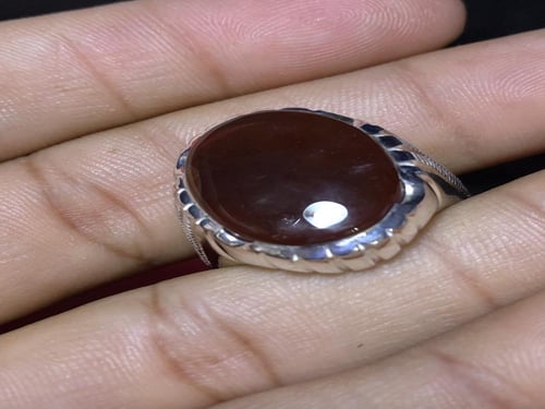 خاتم فضه بحجر العقيق اليماني الكرزي صياغة اسطنبولي...