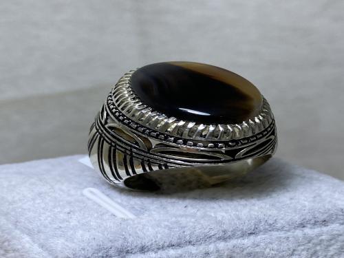 خاتم فضه بحجر العقيق اليماني صياغة ايرانية