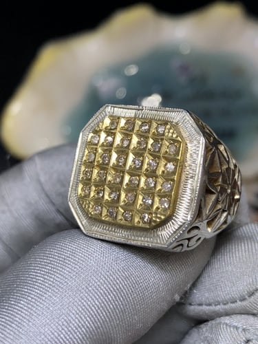 خاتم فضة بحجر الالماس الطبيعي صياغة ايرانيه