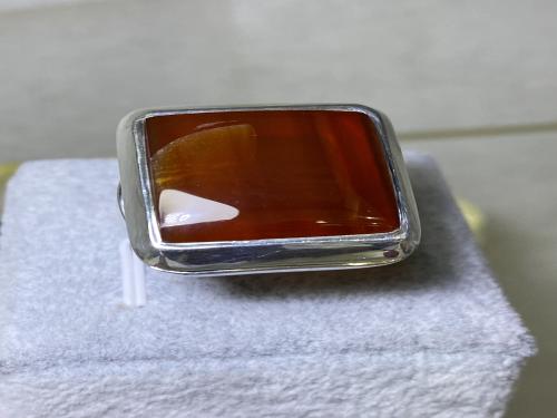 خاتم فضه بحجر العقيق اليماني ألأحمر الزجاجي موديل...