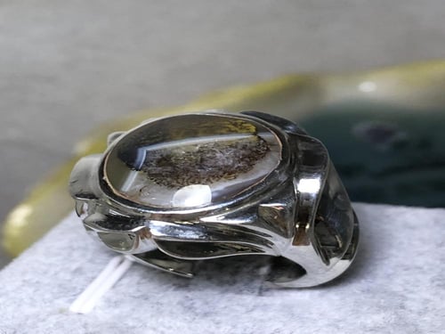 خاتم فضه بحجر العقيق اليماني الشجري المميز صياغة ح...