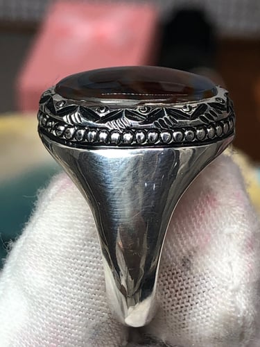 خاتم فضه بحجر العقيق اليماني صياغه بحرينيه ( حماده...