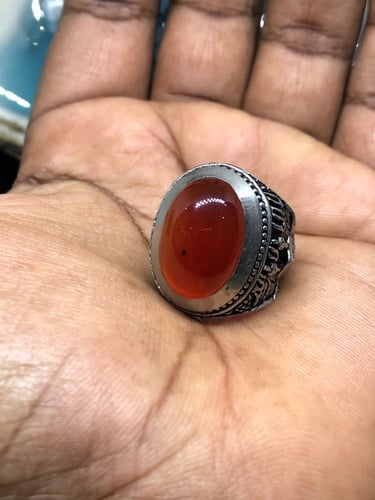 خاتم الفضة بحجر عقيق خرساني ايراني بصياغة محسن الي...