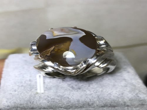 خاتم فضه بحجر العقيق المزعفر المميز صياغة حمادة vi...