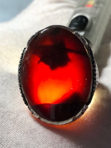 خاتم بحجر العقيق اليماني. صياغه بحرينيه gb42(غلام)