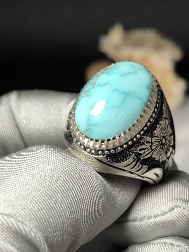 خاتم فضه بحجر الفيروز النيشابوري صياغه رفيعي