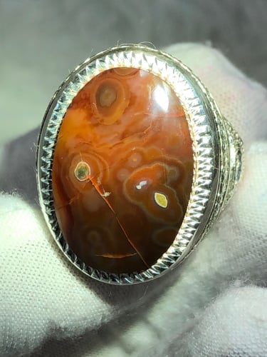 خاتم فضه بحجر العقيق اليماني المزعفر صياغه بحرينيه...