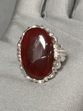 خاتم فضه بحجر العقيق اليماني الاحمر(فيمتو) صياغه ع...