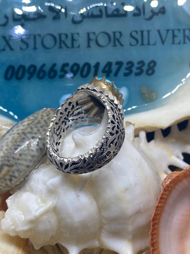 خاتم الفضة بحجر فيروز نيشابوري ايراني صافي بصياغة...