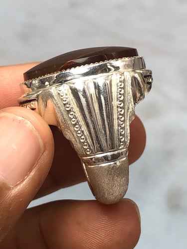 خاتم فضه بحجر العقيق اليماني صياغه بحرينيه حماده v...