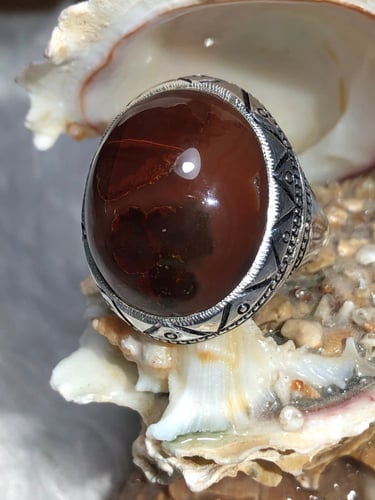 خاتم فضه بحجر العقيق اليماني صياغه احمد الدمام b13