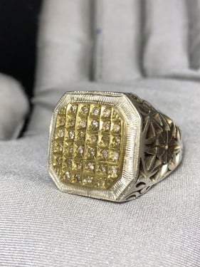 خاتم فضة بحجر الالماس الطبيعي صياغة ايرانيه