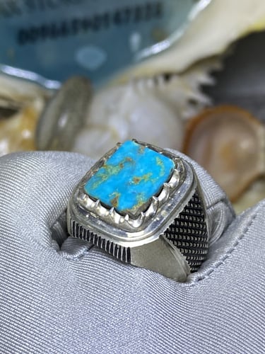 خاتم فضه بحجر الفيروز النيشابوري صياغه امين