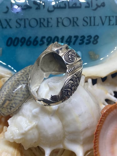 خاتم الفضة بحجر فيروز نيشابوري ايراني بصياغة جراح...