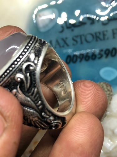 خاتم الفضة بحجر عقيق يماني زجاجي بصياغة عباسي ار ا...