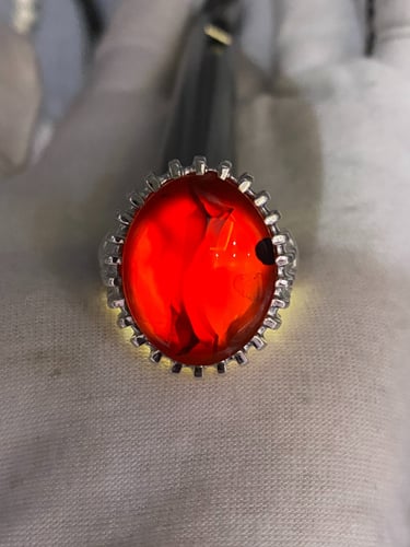 خاتم الفضة بحجر العقيق اليماني المزعفر بصياغة حماد...