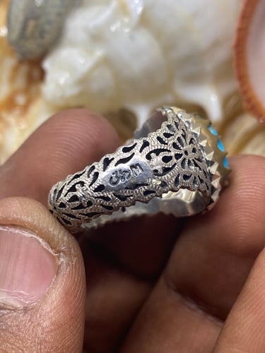 خاتم الفضة بحجر فيروز نيشابوري ايراني صافي بصياغة...