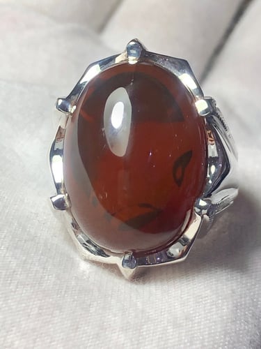 خاتم فضه بحجر العقيق اليماني صياغه بحرينيه (حماده...