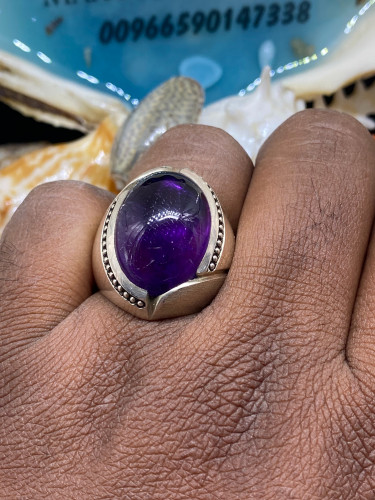 خاتم الفضة بحجر الجمشت بصياغة الاستاذ امين عيار ال...