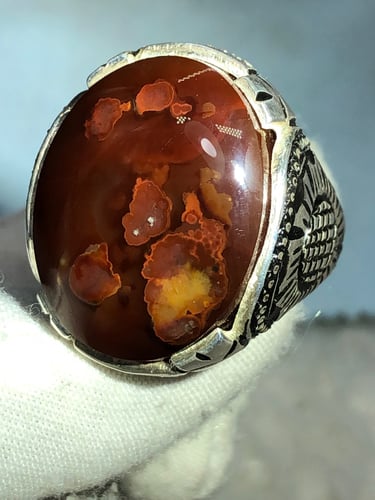خاتم فضه بحجر العقيق اليماني صياغه بحرينيه ( غلام)