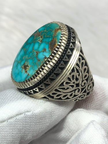 خاتم فضه بحجر الفيروز النيشابوري بصياغه عباسي R