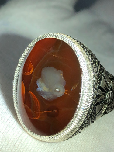 خاتم فضه بحجر العقيق اليماني صياغه بحرينيه برتاش g...