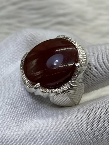 خاتم فضه بحجر العقيق اليماني الطبيعي صياغه بحرينيه...