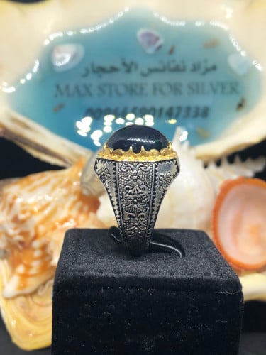 خاتم الفضة بحجر الاوبال الطبيعي بصياغة عباسي ار ال...