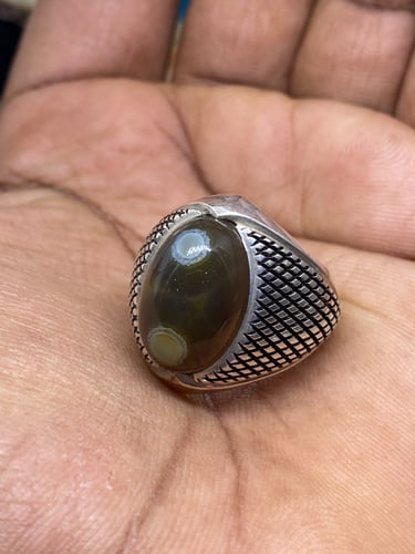 خاتم الفضة بحجر عقيق سليماني هندي بصياغة الاستاذ آ...