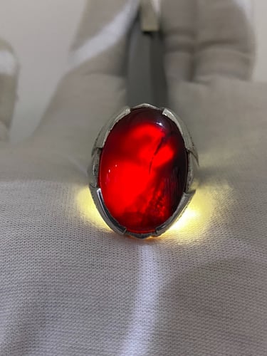 خاتم الفضة بحجر العقيق اليماني بصياغة محلية أحمد ا...