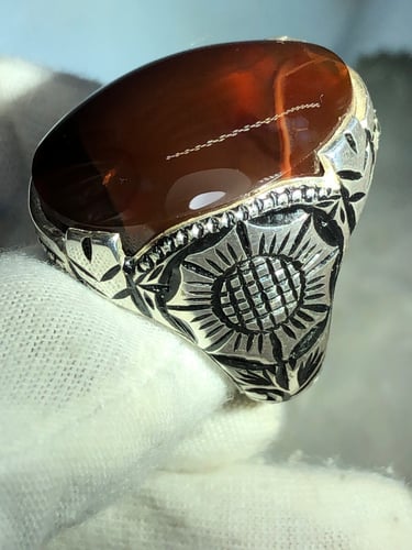 خاتم بحجر العقيق اليماني. صياغه بحرينيه gb42(غلام)