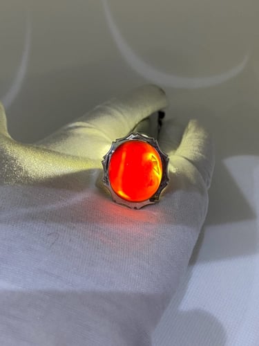 خاتم الفضة بحجر العقيق اليماني المزعفر بصياغة حماد...