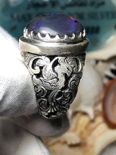 خاتم فضه بحجر الاوبال صياغه ايرانيه