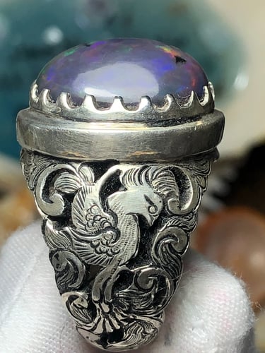 خاتم فضه بحجر الاوبال صياغه ايرانيه