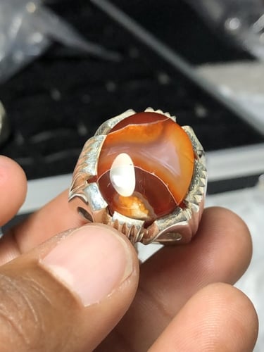 خاتم فضه بحجر العقيق اليماني صياغه عقيل