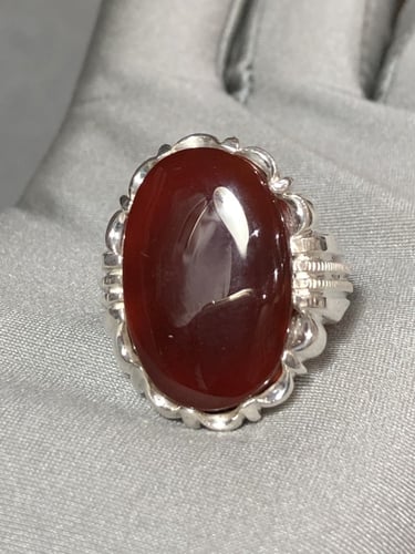 خاتم فضه بحجر العقيق اليماني الاحمر(فيمتو) صياغه ع...