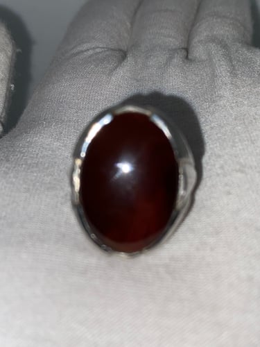 خاتم الفضة بحجر العقيق اليماني بصياغة محلية أحمد ا...