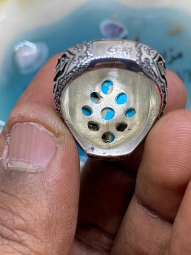 خاتم الفضة بحجر فيروز نيشابوري ايراني بصياغة أحمد...